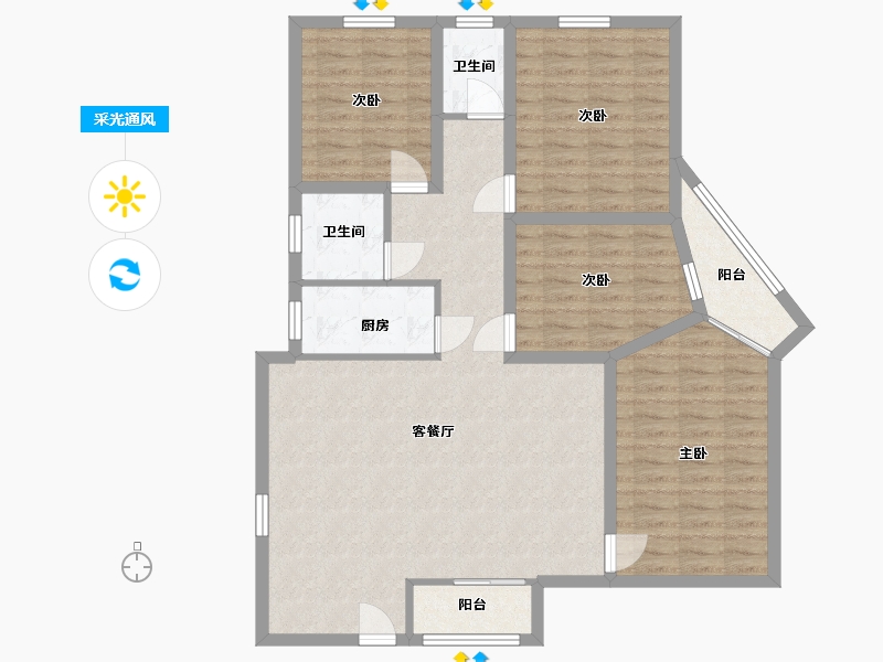 广东省-深圳市-长安花园-109.05-户型库-采光通风