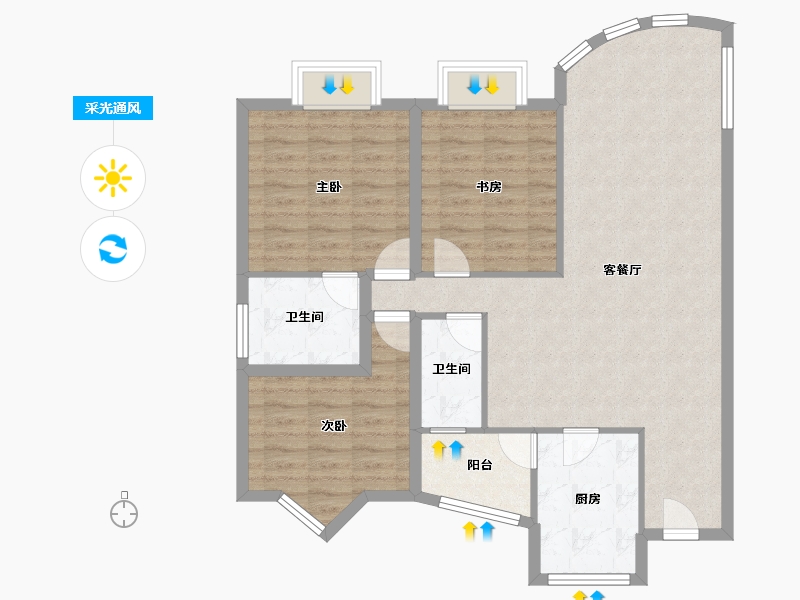 广东省-深圳市-东海花园(二期)-96.25-户型库-采光通风