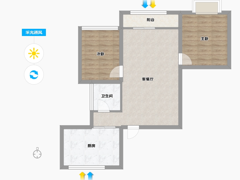 广东省-深圳市-银泰苑-63.44-户型库-采光通风