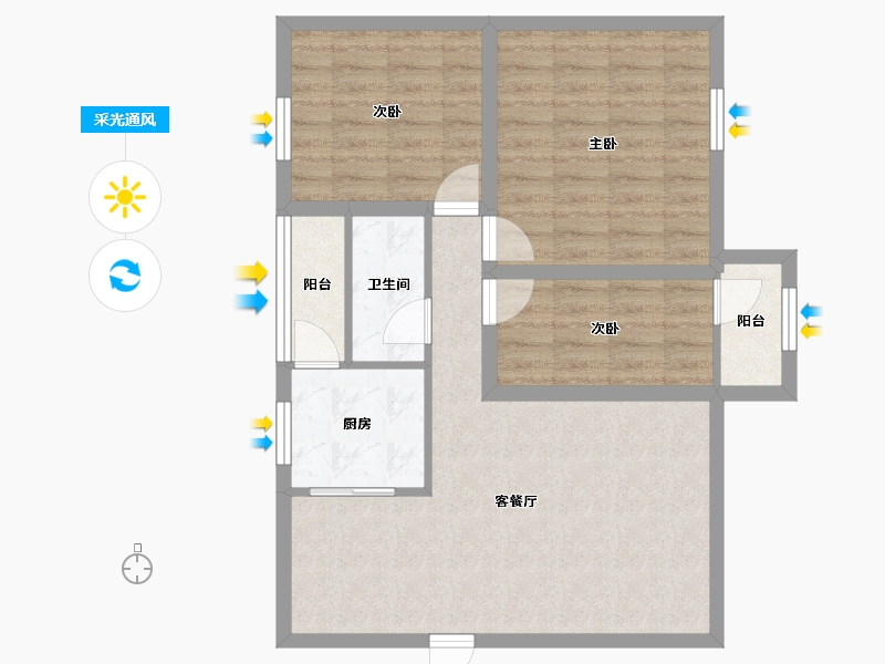 广东省-深圳市-天健阳光华苑-75.89-户型库-采光通风