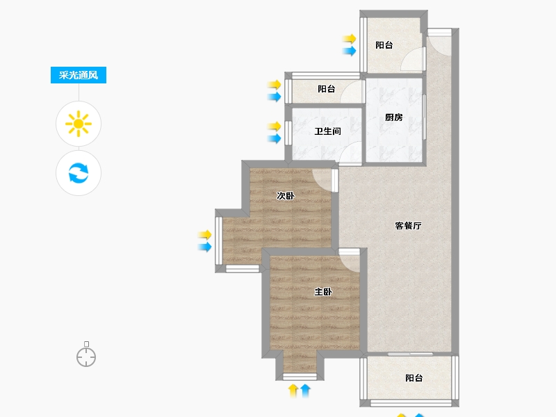 广东省-深圳市-深房传麒山-63.35-户型库-采光通风