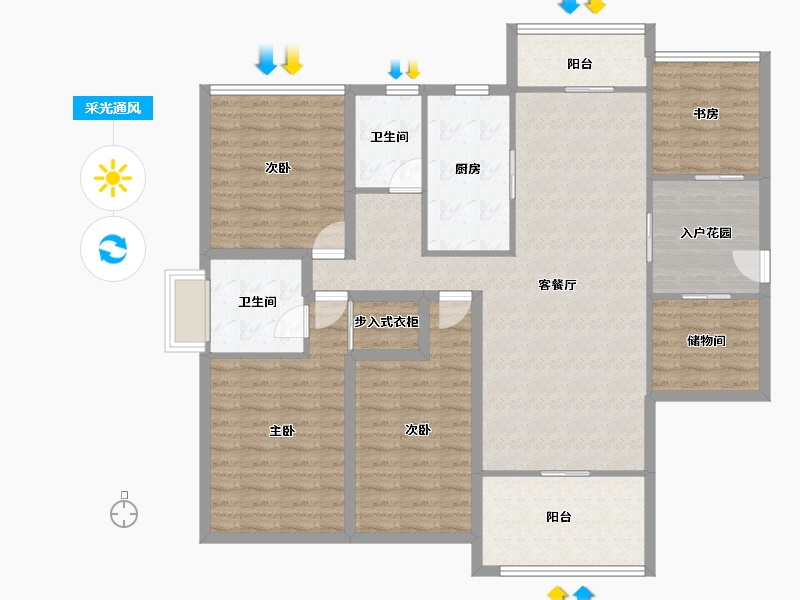 广东省-深圳市-光明大第-131.95-户型库-采光通风