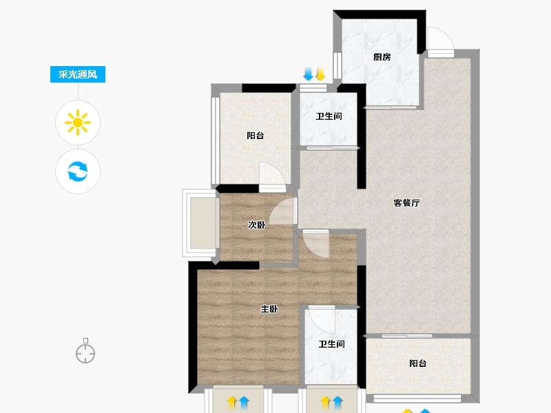 广东省-深圳市-电建洺悦府-68.78-户型库-采光通风