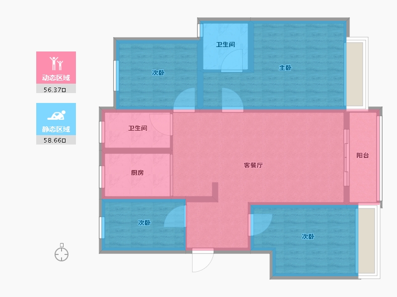 河南省-新乡市-壹号城邦-102.40-户型库-动静分区