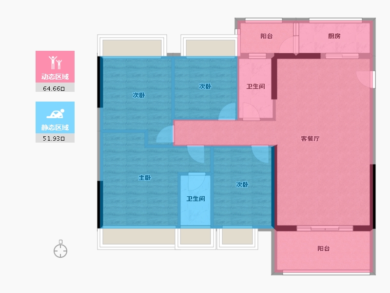 广东省-清远市-清新凯旋门-112.32-户型库-动静分区