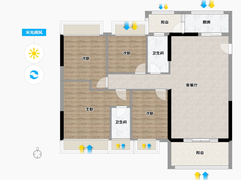 广东省-清远市-清新凯旋门-112.32-户型库-采光通风