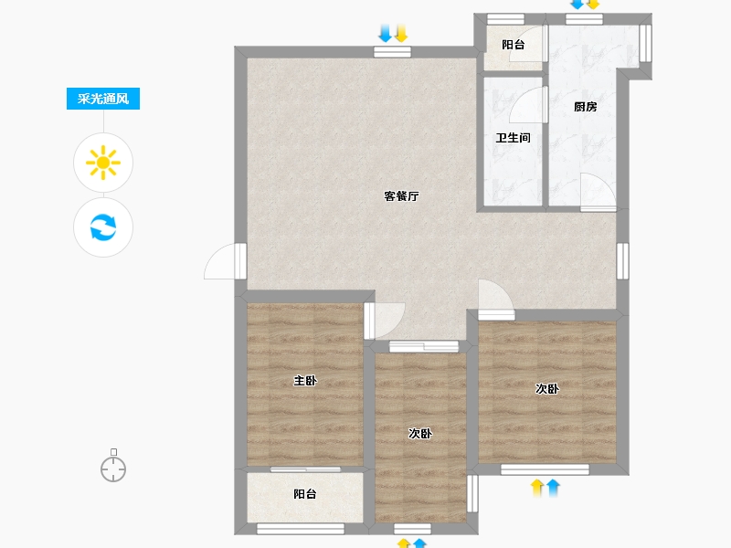 广东省-深圳市-富强花园-73.65-户型库-采光通风