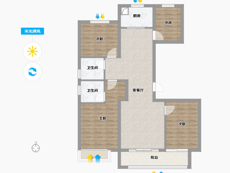 山西省-晋中市-通建融创城-104.80-户型库-采光通风