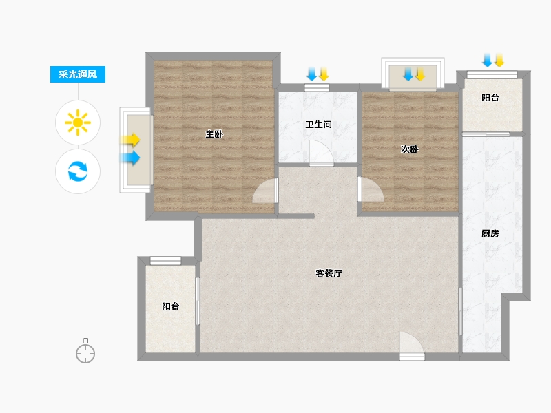 江苏省-南京市-世茂滨江新城-104.00-户型库-采光通风