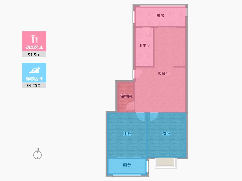 江苏省-徐州市-奎园小区-73.44-户型库-动静分区