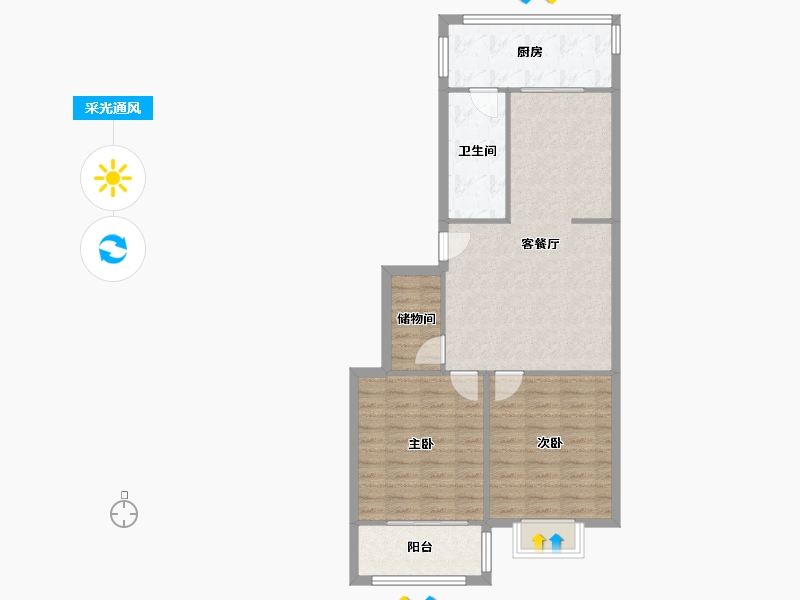 江苏省-徐州市-奎园小区-73.44-户型库-采光通风