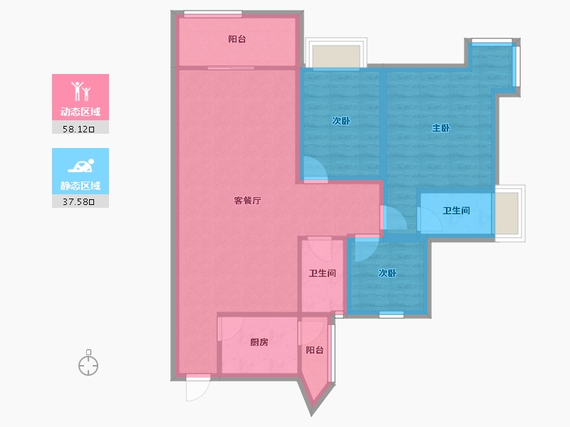 广东省-深圳市-天健阳光华苑-85.26-户型库-动静分区