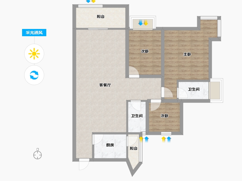 广东省-深圳市-天健阳光华苑-85.26-户型库-采光通风