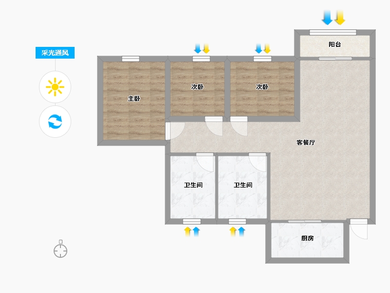 广东省-深圳市-皇庭彩园-79.93-户型库-采光通风