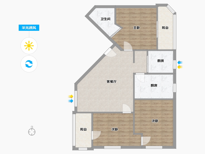 湖北省-武汉市-常青花园-90.00-户型库-采光通风