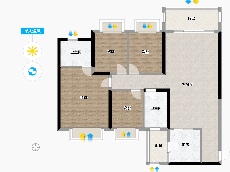 广东省-潮州市-潮州恒大城-115.00-户型库-采光通风