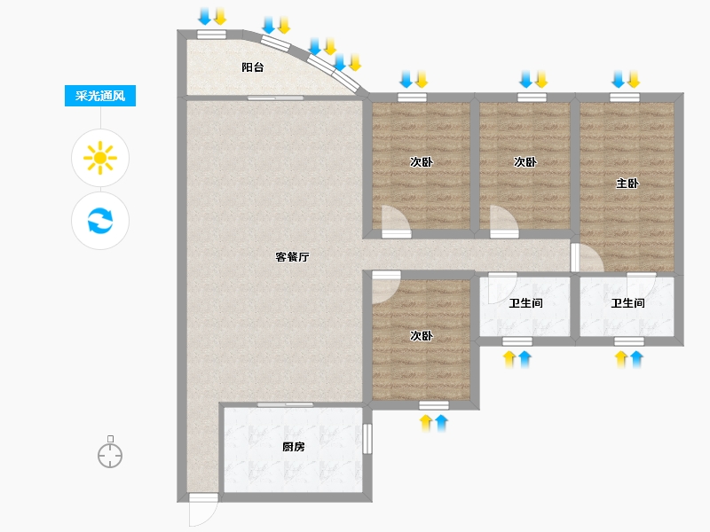 广东省-深圳市-天健阳光华苑-107.69-户型库-采光通风