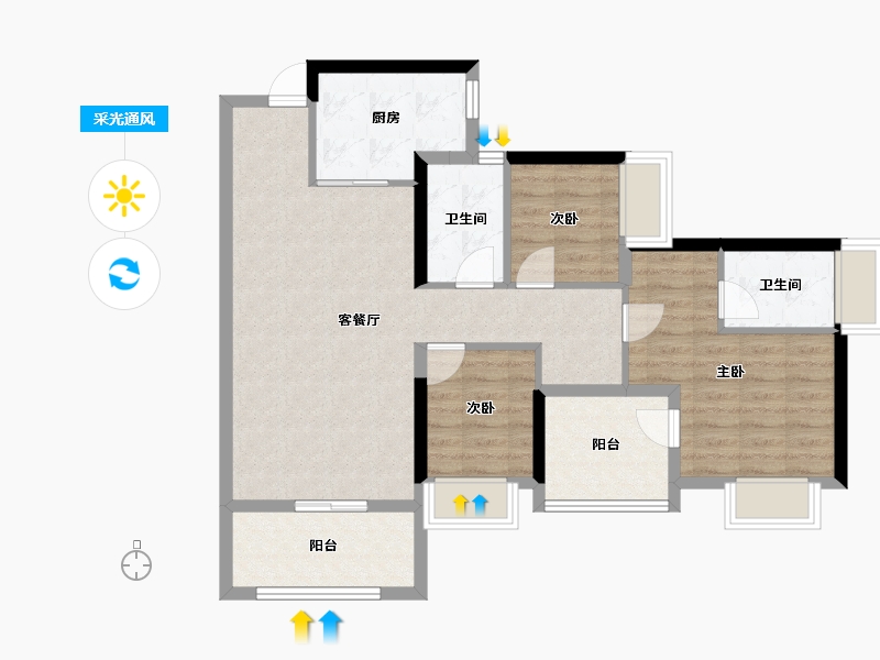 广东省-深圳市-电建洺悦府-86.15-户型库-采光通风