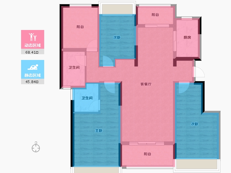 湖南省-长沙市-新城观山印-116.87-户型库-动静分区