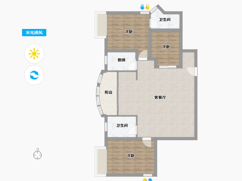 广东省-深圳市-彩云居-87.99-户型库-采光通风