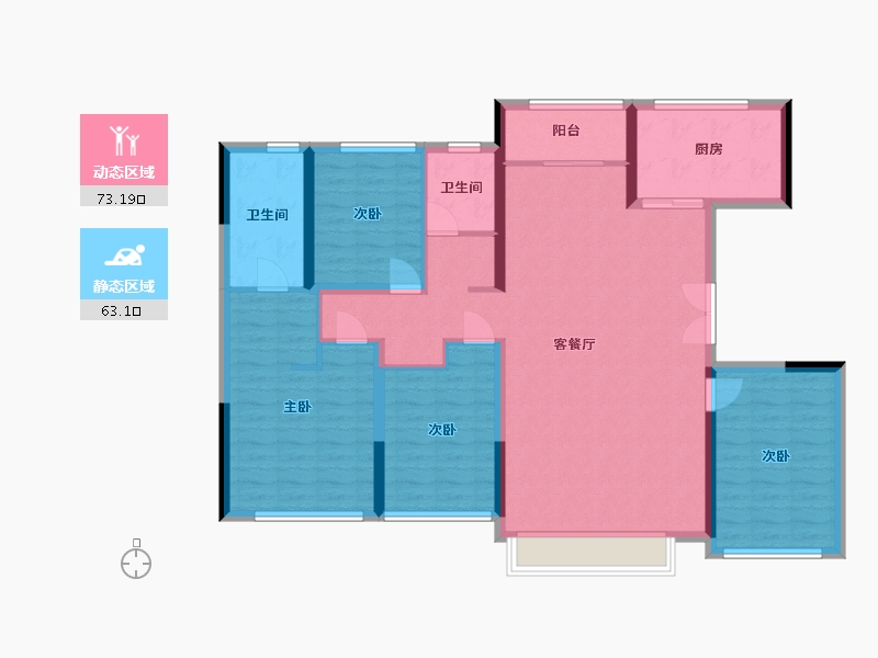 陕西省-西安市-蓝天小区-132.00-户型库-动静分区