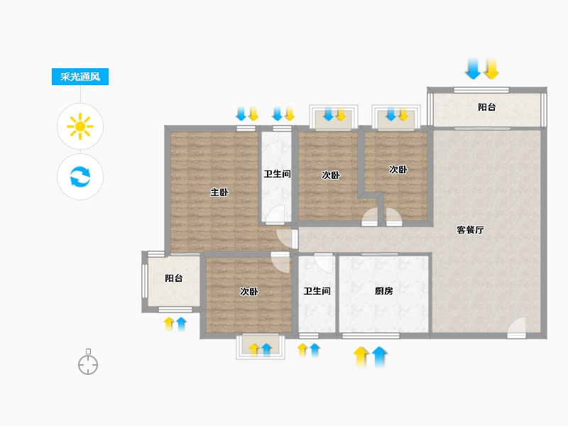 广东省-深圳市-百花园(二期)-125.70-户型库-采光通风