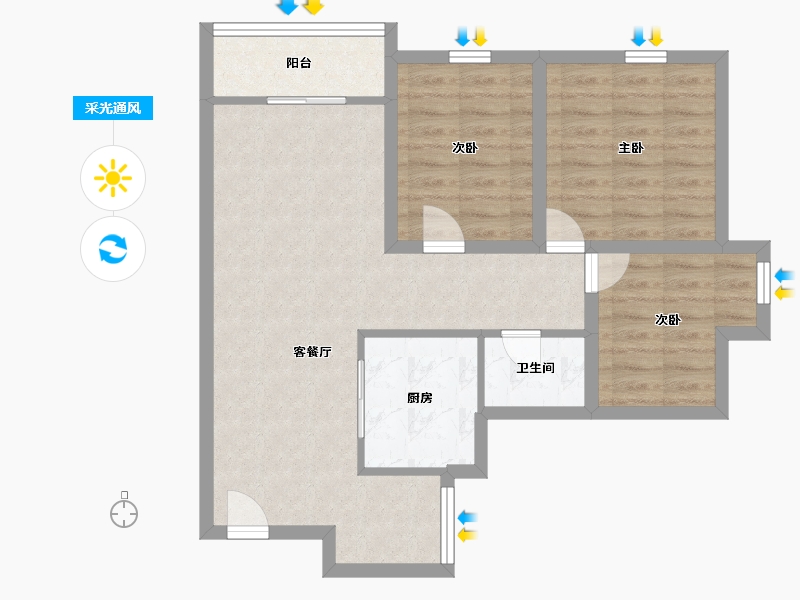 广东省-深圳市-正兆景嘉园-73.36-户型库-采光通风