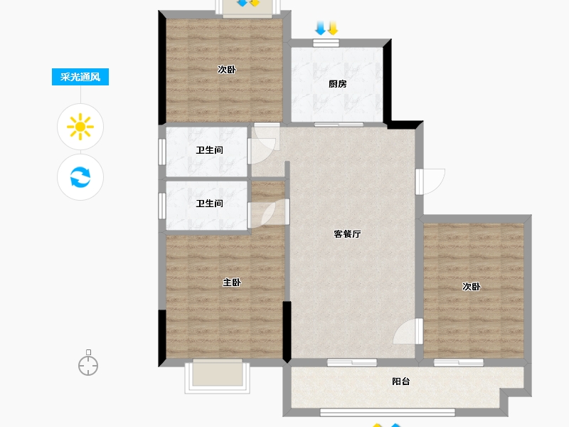 江西省-抚州市-广昌碧桂园-94.91-户型库-采光通风