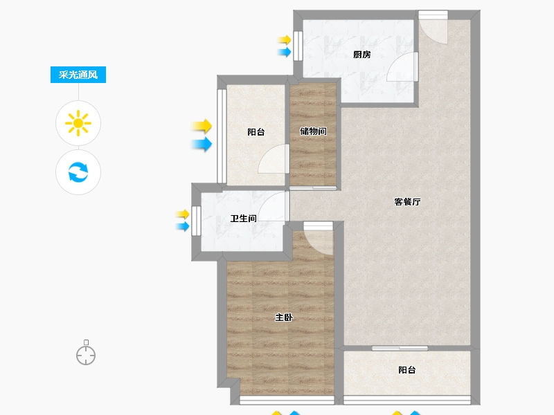 广东省-深圳市-招商花园城南区-59.70-户型库-采光通风