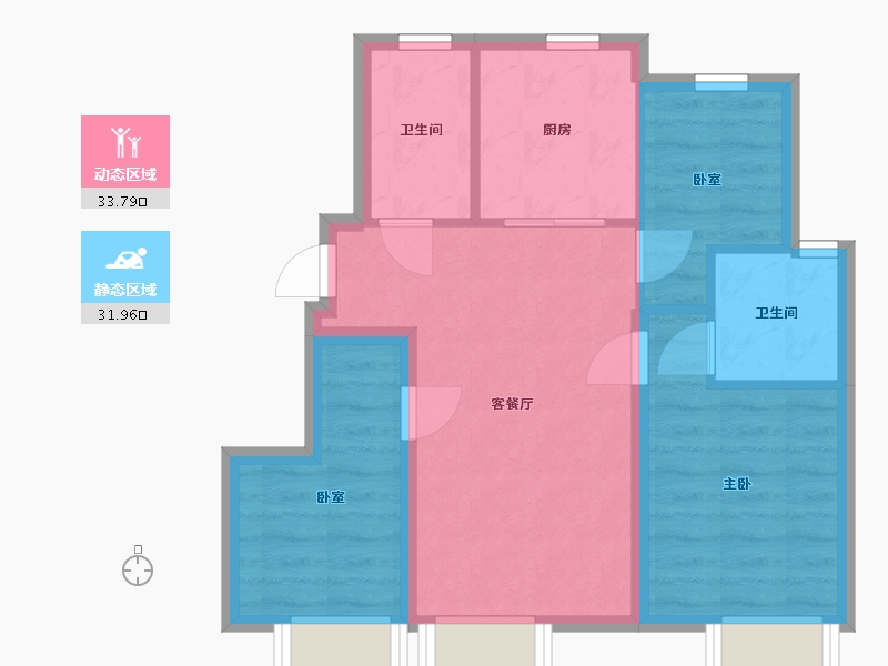 北京-北京市-龙湖云河砚-69.83-户型库-动静分区