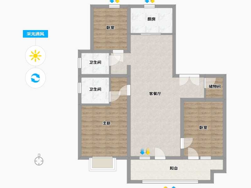 河北省-邢台市-保利云上-108.00-户型库-采光通风