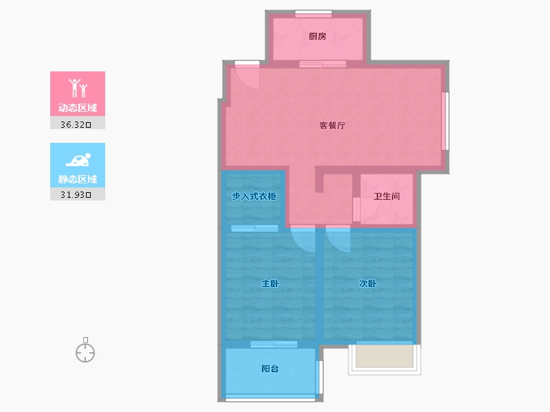 浙江省-杭州市-同心居-69.60-户型库-动静分区