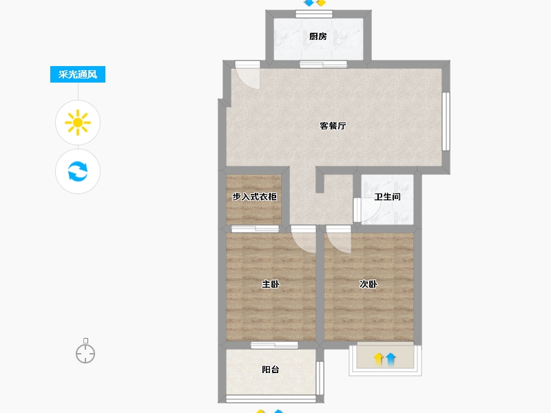 浙江省-杭州市-同心居-69.60-户型库-采光通风