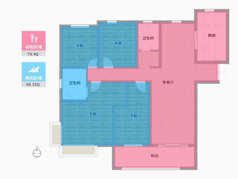 山东省-菏泽市-玖璋台-130.29-户型库-动静分区