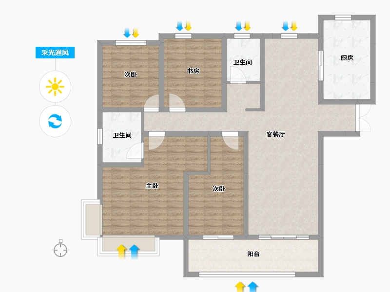 山东省-菏泽市-玖璋台-130.29-户型库-采光通风