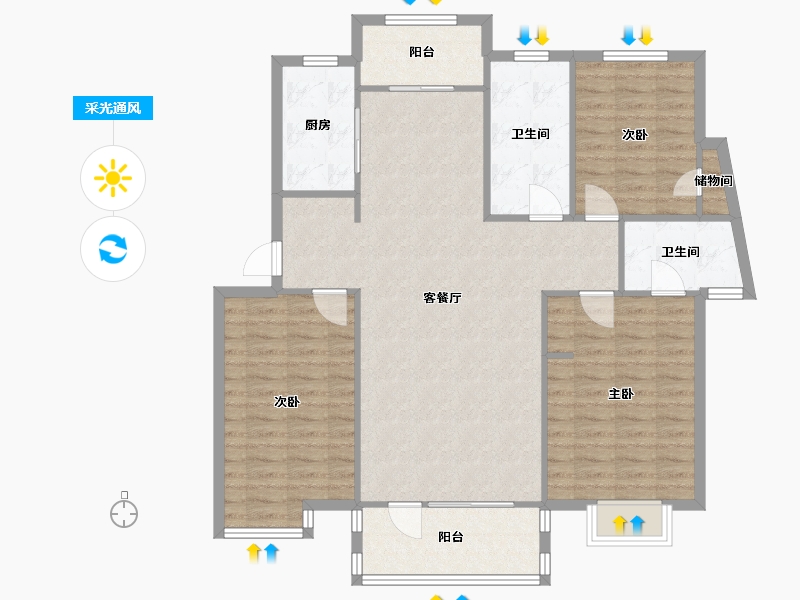 山东省-青岛市-天泰奥园-114.00-户型库-采光通风