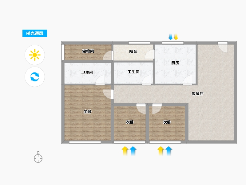 广东省-深圳市-东海花园(二期)-106.25-户型库-采光通风