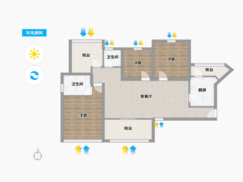 广东省-深圳市-招商花园城南区-95.58-户型库-采光通风