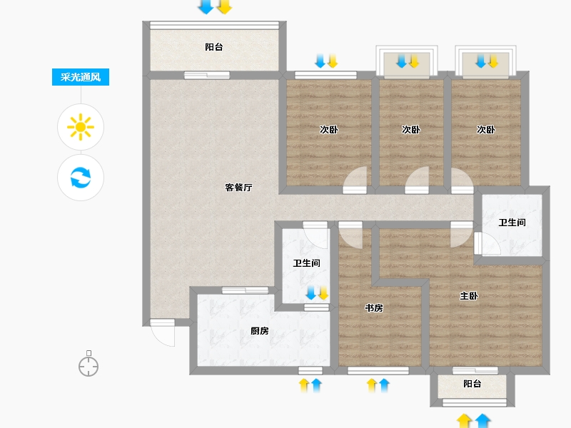 广东省-深圳市-恒大城(一期)-113.22-户型库-采光通风