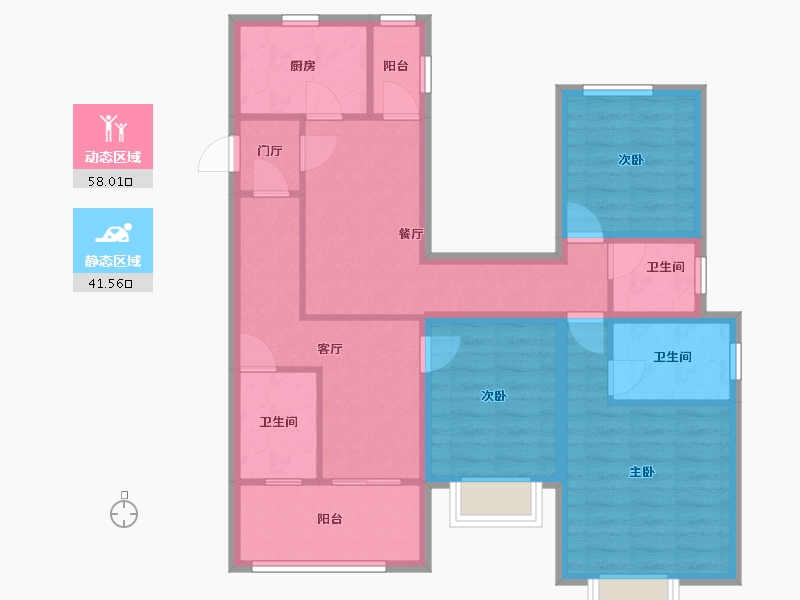 广东省-深圳市-嘉宏湾花园（大东城）二期-87.41-户型库-动静分区