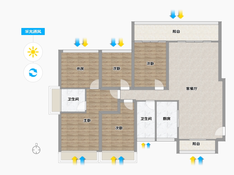 广东省-深圳市-祥祺滨河名苑-126.67-户型库-采光通风