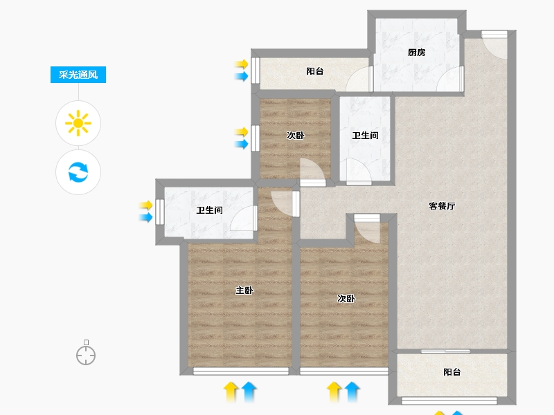 广东省-深圳市-祥祺滨河名苑-86.31-户型库-采光通风