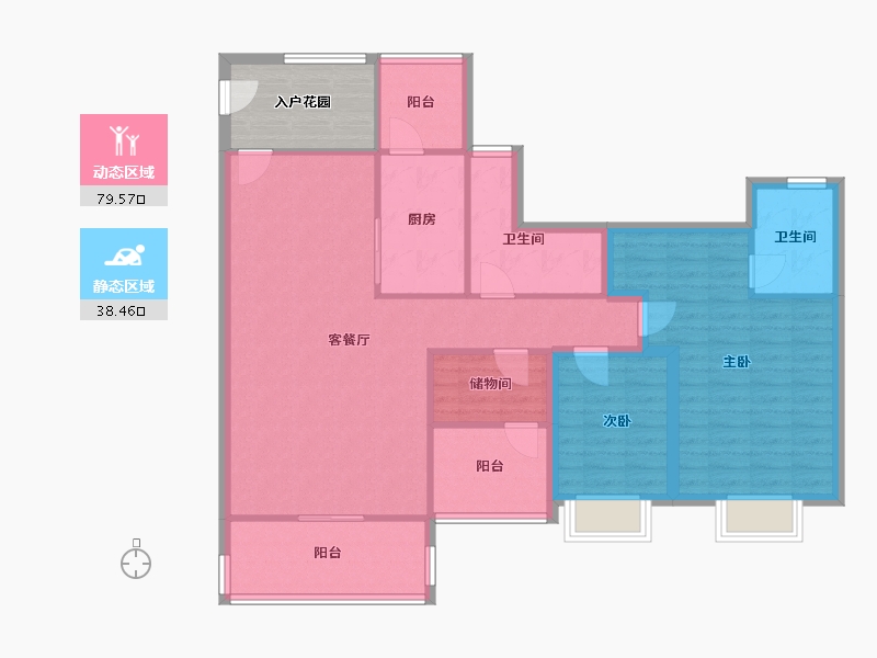 广东省-深圳市-嘉宏湾花园（大东城）二期-113.18-户型库-动静分区