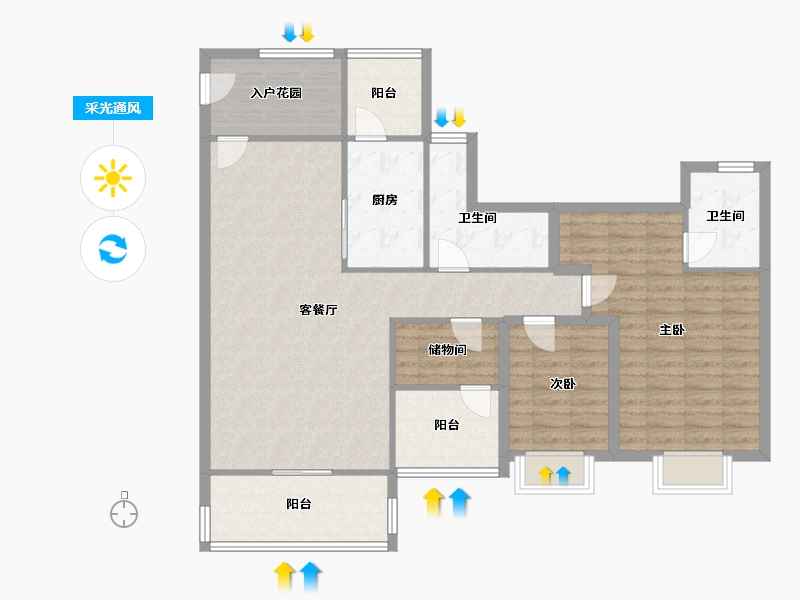 广东省-深圳市-嘉宏湾花园（大东城）二期-113.18-户型库-采光通风