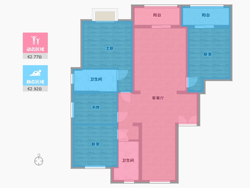 浙江省-杭州市-三翼鸟运初尚府150㎡方案1-120.00-户型库-动静分区