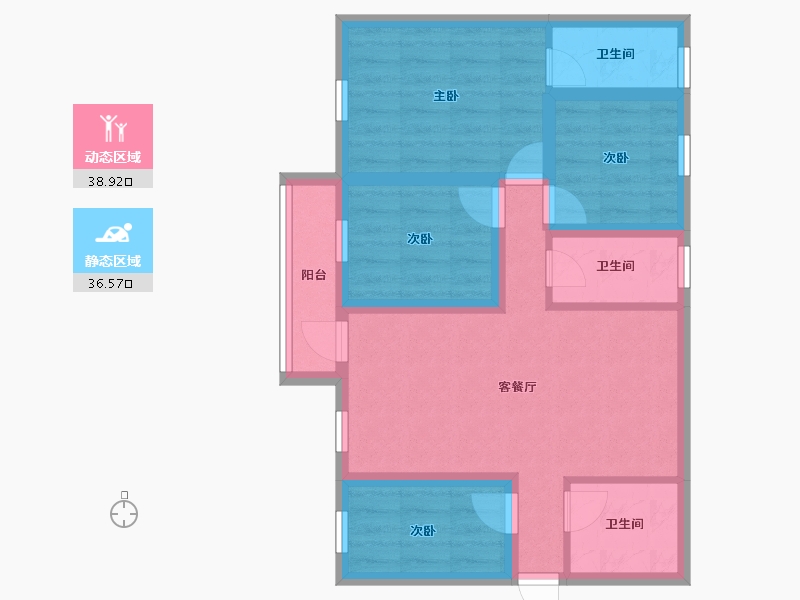 广东省-深圳市-京基御景印象一期-65.40-户型库-动静分区