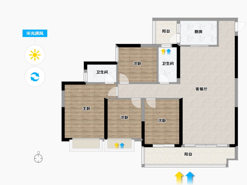 广东省-广州市-合生中央城-119.00-户型库-采光通风