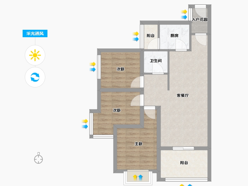 广东省-深圳市-嘉宏湾花园（大东城）二期-65.87-户型库-采光通风