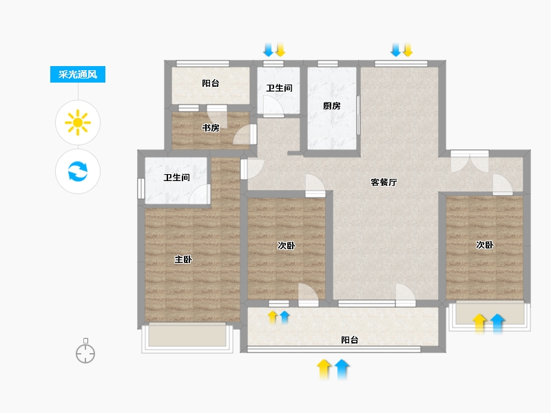 山东省-济宁市-邹城水景苑顶-102.40-户型库-采光通风