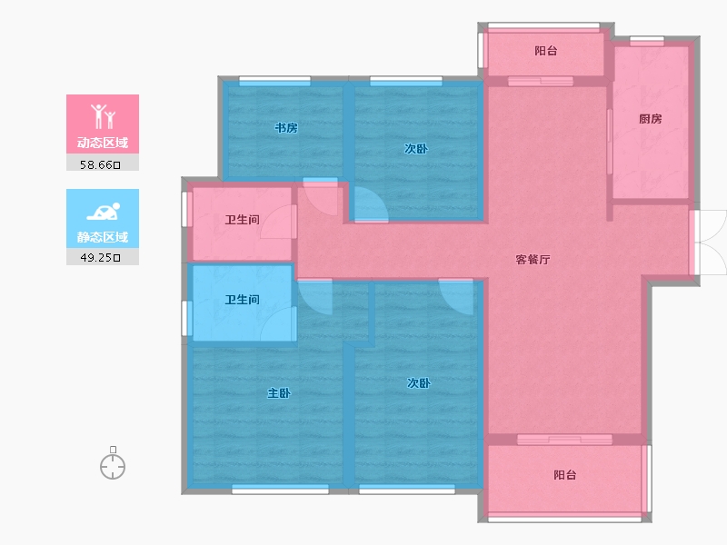 湖北省-武汉市-首开华侨城金茂东湖金茂府-112.80-户型库-动静分区